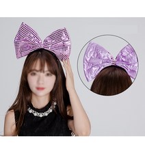 호쿠호니 왕리본머리띠 백설공주 헤어밴드 보석 스팽글 여자 비즈, 점보리본머리띠(핑크)