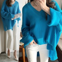 하늘바라기 여성용 티히트 루즈 브이 니트