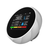 측정기 6-in-1 co2 모니터 실내 공기질 측정기 데이터 시간 전화 연결 가능 이산화탄소 감지기 방 홈 오피스, 협력사, 하얀색