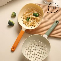 시크라이프 Chic Life 1+1 주방용 채망 뜰채 실리콘 손잡이 항고온 플라스틱 건지기, 1+1(오렌지+그린)