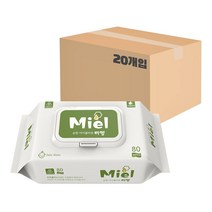 [요모조모] 미엘 물티슈 화이트 엠보싱 캡형 80매 X 20개 + 요모조모물티슈