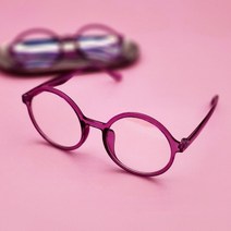 가볍고 예쁜 핑크 원형 패션 포인트 동글한 안경테 (1+1)