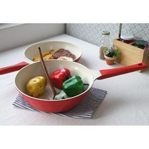 신혼부부 주방 세라믹 레드 후라이팬 요리팬 튀김팬, 상세페이지 참조, 선택사항_후라이팬