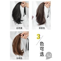 미디엄단발 칼단발가발 숏컷반가발 긴단발파마 숏컷가발 마틸다가발 단발가발 묶은머리가발 올림머리가발 통가발 반가발, 리얼 헤어 25CM 연갈색 묶음 웨이브