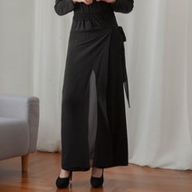 쉬폰 랩 레이어드 와이드 팬츠 랩바지 미시여성의류 미시옷 미시바지 쉬폰 리본 여자바지 통바지 일자바지 랩스커트 마담 빅사이즈 40 50대 쇼핑몰 밴딩 고무줄 편한허리 신축성 스판