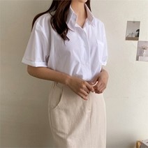 벨라도이 [BELLA.DOI] 5부 뒷버튼 박시 블라우스