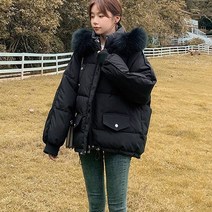 모찌봉 / 캐쥬얼룩 루즈핏 웰론 패딩 페이크퍼 점퍼 3col