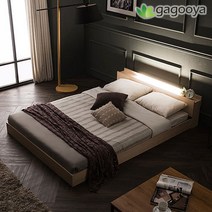 가구야 퀸 540 터치LED+USB 저상형침대, 내추럴 오크(매트리스별도)