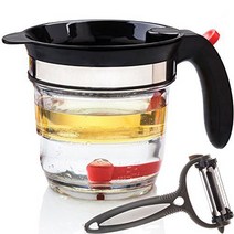 Fat Separator With Bottom Release - 4 Cup Gravy Fat Separator with Strainer, 1