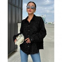 솔리드 앞 버튼 퍼지 셔츠