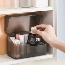 뚜껑보관 다용도 욕실장 정리 소품 수납함 - 수건장 거울장 수납 미니소품정리, 블랙