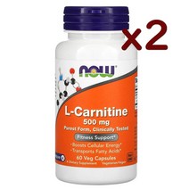 NOW Foods 엘카르틴 500mg 60캡슐 x2병 L-Carnitine