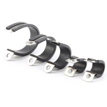 304 스테인레스 스틸 고무 라이닝 P 클립 케이블 장착 호스 파이프 클램프 2 피스, 02 20mm