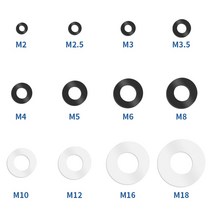 나일론 플랫 와셔 평면 스페이서 절연 가스켓 링 나사 볼트용 블랙 화이트 플라스틱 M2 M2.5 M3 M4 M5 M6 M8 M10 M12 100 개, [06] M8x16x1.5mm, [02] WHITE