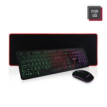 LG모바일 LGC-MKS100 LED 유선 마우스 + 키보드 + 장패드 세트, 키보드(LGC-K100), 마우스(LGC-M200), 블랙, 일반형