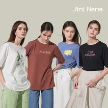 지니나나 모달 코튼 블렌디드 아트웍 티블라우스 4종