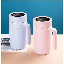 겨울철 온도계 머그 텀블러/이중스텐 보온병 보온보냉 온도표시 분유 데일리 텀블러 손잡이, 블랙