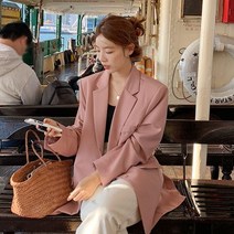 SAMARA 레트로 핑크 투버튼 싱글 블레이저 자켓 JW