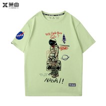 남성 커플 nasa 합작 플래그샵 홈페이지 미국 여름 단소, T02-M, C05-그린색 1