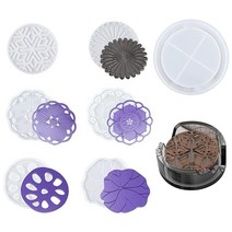 ISuperb 만다라 컵받침 몰드 지오드 레진 에폭시 실리콘 라운드 캐스팅 DIY 공예 컵 매트 홈 테이블 장식용 (만다라 코스터 몰드) [관부가세 포함] 814094, 7 pcs