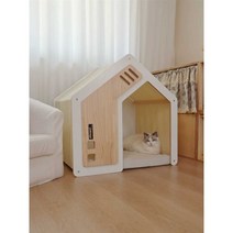 원목 반려동물 하우스 고양이 집 강아지 가정용 카페, 흰색(바닥 패드 포함)  80x80x 60cm