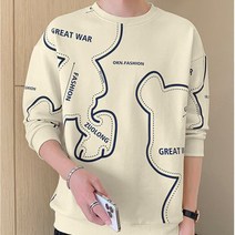 봄가을 맨투맨 남자 후드티 캐주얼 코디 청년 멋지다 긴팔 티 셔츠 라운드넥 상의 신사복