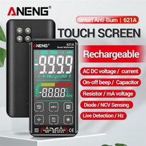 계측기 aneng 621a 전문 디지털 멀티미터 테스터 터치 스크린 멀티메트로 테스터 트랜지스터 9999 카운트 true rms 자동 범위 10a, 펜 멀티미터