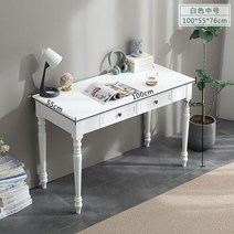클래식 나무 엔틱 1인용 책상 원룸 침실 미니 컴퓨터 테이블 1200 1400, A_화이트 100 cm
