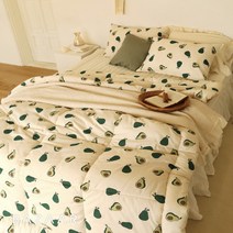 [바자르] 아보카도 광목 차렵 이불베개세트+패드(SS)