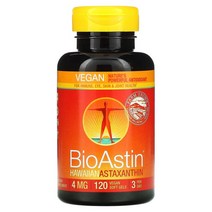 누트렉스 하와이 뉴트렉스 바이오아스틴 아스타잔틴 4mg 식물성 소프트젤 120정 하루 1-3정 1.5-4개월분, 4 mg, 120 Count