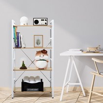 노바리빙 테트 수납 책장 선반 4단 거실 철제 인테리어 오픈형 원목 책선반 장식장 DIY, 4단 블랙
