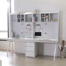 바로미 2인 초등학생 각도조절 USB책상세트 책장 어린이 아동 스마트 공부, 화이트