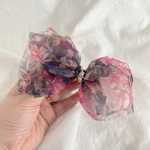 로맨틱모모 3컬러 플라워 오간자 반묶음 쉬폰 리본삔