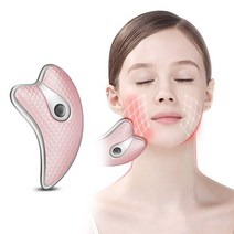 갈바닉 얼굴 목 마사지기 45도 온열 LED EMS미세전류 이온도입 감응식 음파 진동 USB충전식 CkeyiN Electri, 02 분홍색