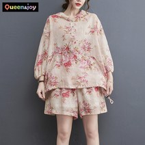 퀸앤조이 미녀77 플라워 후드남방+반바지 캐주얼 투피스***판매자 퀸앤조이***