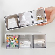 똑소녀 화장대 투명 미니서랍 정사각 수납 정리함 2개세트 3type, A타입(화이트2개1세트), 1개