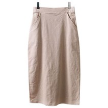 베이직 린넨 롱 스커트 여성 빅사이즈 뒷 밴딩 트임 치마