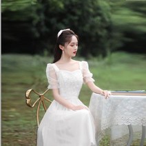 파티드레스 신부 들러리 드레스 흰색 긴 간단한 우아한 요정 기질 자매 그룹은 평상시에 공식