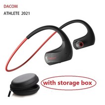 오리지널 Dacom Athlete 블루투스 헤드셋 터치 컨트롤 무선 헤드폰 IPX7 방수 스포츠 스테레오 이어폰 달리기, [01] red gift box