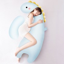 측면 임산부필로우 편안한 다리 안고자는 임산부쿠션, 공룡파란색 [아기 베개 + 초승달 베개