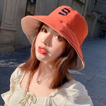 여름페도라햇 썬캡 여성 레쉬 쿨링 모자 야외 얼굴가리는 자외선차단 양면 벙거지 이니셜 자수 승차 2606472040, 벽돌색