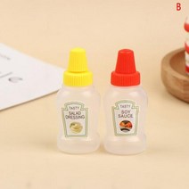 사각 양념통 세트 대용량 조미료 미니 귀여운 패턴 소스 상자 스퀴즈 병 만화 토마토 꿀 용기 도시락 액세서리, 2pc