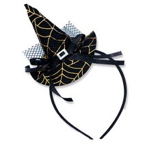 파티모자 마녀 특이한 유니크 할로윈 헤어 후프 축제 파티 스파이더웹 마녀 모자 1 개 공연 소품 헤어밴드, 01 Gold