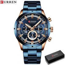 손석희시계 50대남성시계 남자명품시계 40대남자시계 CURREN 스테인레스 스틸 탑 브랜드 럭셔리 스포츠 크로노 그래프 쿼츠 시계 남성 Relogio Masculino와 패션