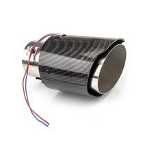 머플러팁 듀얼머플러 마후라 범용 LED 탄소 섬유 컬러 자동차 배기 머플러 파이프 팁 스타일링 빛나는 테일 쓰로트 액세서리, [02] Straight Edge Red
