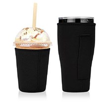 Wirepo 2 PCS 아이스 커피 슬리브 텀블러 던킨 도너츠 스타 벅스 맥도날드 (표범), 검은색