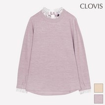클라비스 클라비스 넥 프릴 매칭 티셔츠_CVLW94T02Q