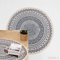 120CM 린넨 러그 북유럽풍 네이비 거실 고급 카페트 북유럽풍 거실 카페트 물빨래 러그