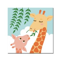 명화그리기 모모픽스페인팅 기린가족 25X25cm DIY유화따라그리기 페인팅 아기그림 유화그리기세트 붓 물감 코팅제