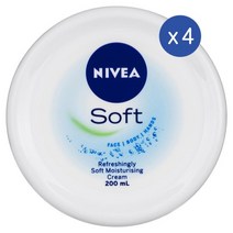 니베아 소프트 수분크림 크림 페이스 바디 핸드 200ml Nivea Soft Moisturiser Cream Face Body Hands, 4개